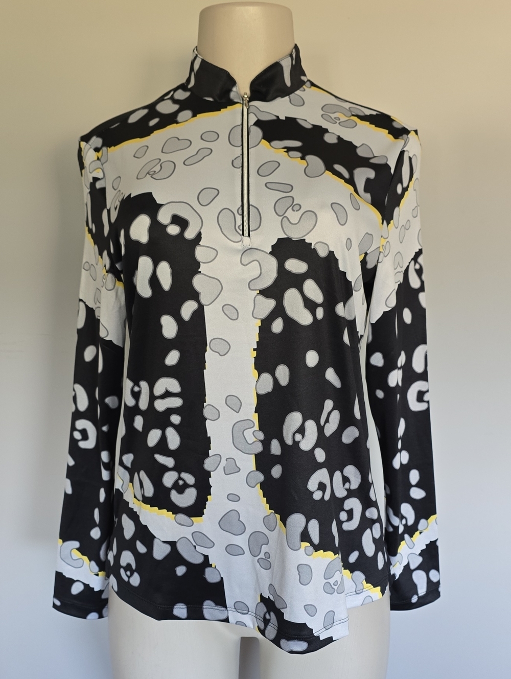 Simplicite by Jamie Sadock black/silver splotchy print long sleeve top-S